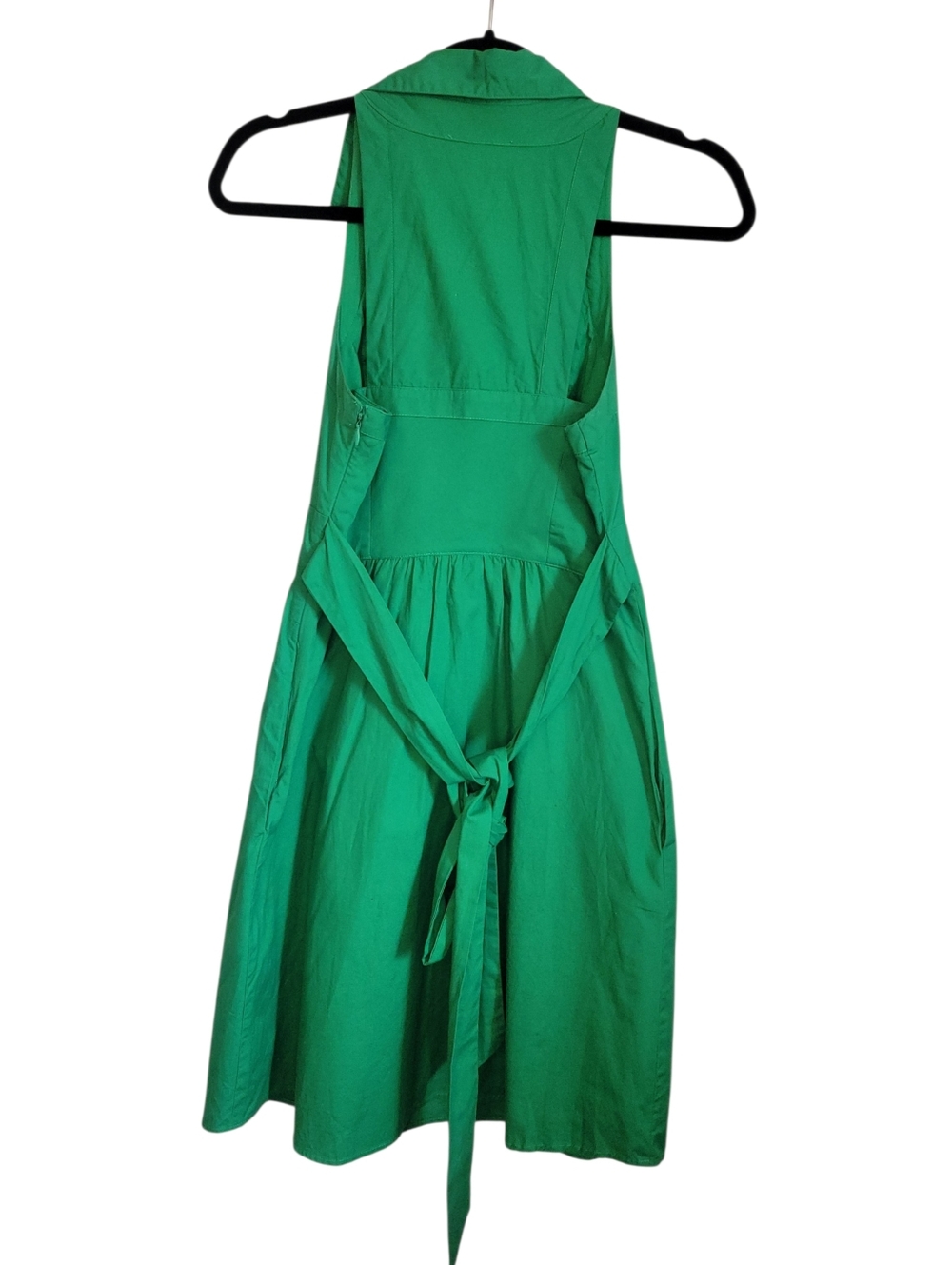 Anthropologie Maeve Green Cotton Shirt Dress Tie Waist Coastal Cottagecore Sz 4 - Picture 5 of 11